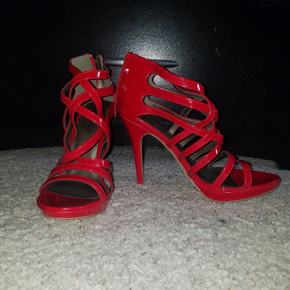 Size 10 Strappy Red Stilettos